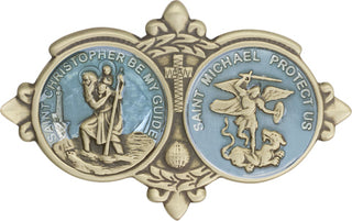 Gold Finish St Christopher St Michael Visor Clip