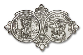 Silver Finish St Christopher St Michael Visor Clip