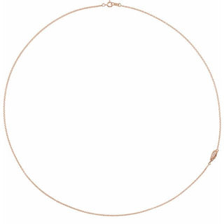 14K Rose .015 CTW Natural Diamond Off-Center Angel Wing 18" Necklace 