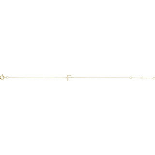 14K Yellow .05 CTW Natural Diamond Initial F 6-7" Bracelet