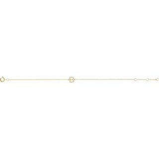 14K Yellow .07 CTW Natural Diamond Initial B 6-7" Bracelet