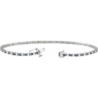 14K White Natural Blue Sapphire & 5/8 CTW Natural Diamond Line 7 1/4" Bracelet