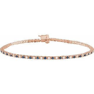 14K Rose Natural Blue Sapphire & 5/8 CTW Natural Diamond Line 7 1/4" Bracelet