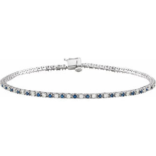 14K White Natural Blue Sapphire & 5/8 CTW Natural Diamond Line 7 1/4" Bracelet