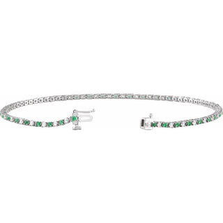 14K White Natural Emerald & 5/8 CTW Natural Diamond Line 7 1/4" Bracelet