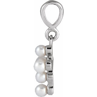 Sterling Silver Cultured White Seed Pearl Youth Cross Pendant