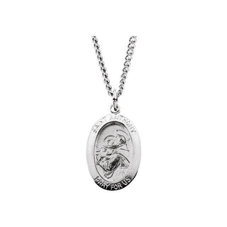 Sterling Silver 19x13.5 mm Saint Anthony of Padua Medal 18" Necklace