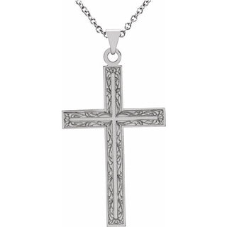 14K White 30.5x18 mm Cross 18" Necklace  