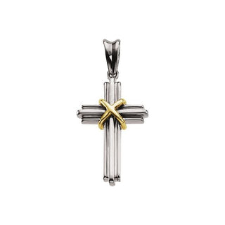 14K White/Yellow 26.25x17.75 mm Cross Pendant