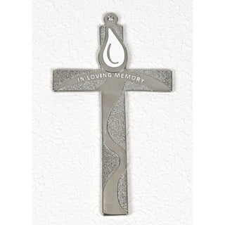 Bulk in Loving Memory Silver Tone Wall Cross - 2 Options