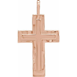 14K Rose 24.47x13.4 mm Textured Cross Pendant