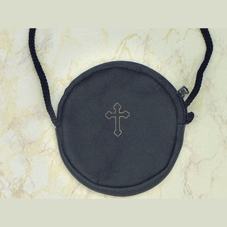 6-Pack - Black Round Rosary/Pyx Case- 4" x 3-1/2"