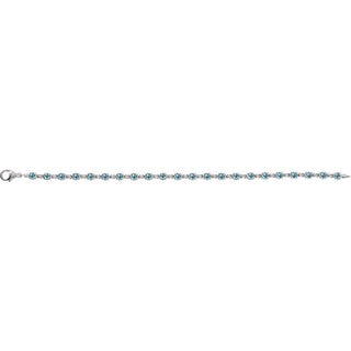 14K White Natural Sky Blue Topaz 7 1/4" Line Bracelet