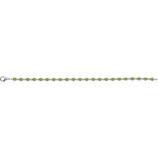 14K White Natural Peridot 7 1/4" Line Bracelet