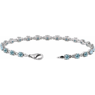 14K White Natural Sky Blue Topaz 7 1/4" Line Bracelet