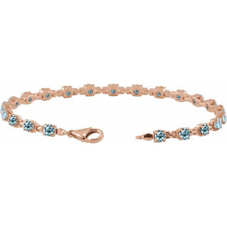 14K Rose Natural Sky Blue Topaz 7 1/4" Line Bracelet