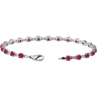 14K White Lab-Grown Ruby 7 1/4" Line Bracelet