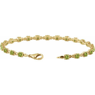 14K Yellow Natural Peridot 7 1/4" Line Bracelet