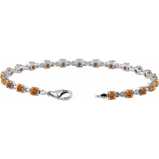 14K White Natural Citrine 7 1/4" Line Bracelet