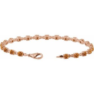 14K Rose Natural Citrine 7 1/4" Line Bracelet