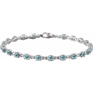 14K White Natural Sky Blue Topaz 7 1/4" Line Bracelet