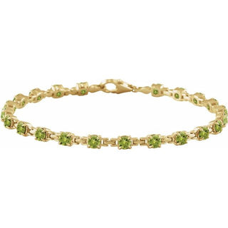 14K Yellow Natural Peridot 7 1/4" Line Bracelet