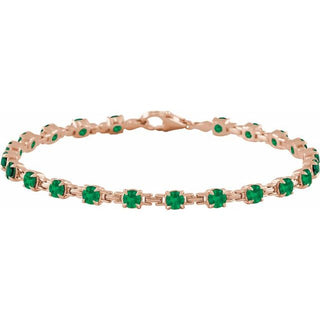 14K Rose Lab-Grown Emerald 7 1/4" Line Bracelet