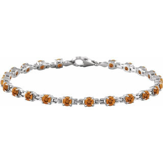 14K White Natural Citrine 7 1/4" Line Bracelet