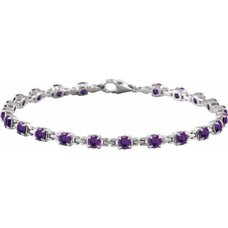 14K White Natural Amethyst 7 1/4" Line Bracelet