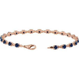 14K Rose Lab-Grown Blue Sapphire 7 1/4" Line Bracelet