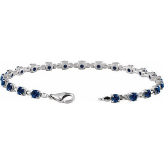14K White Lab-Grown Blue Sapphire 7 1/4" Line Bracelet