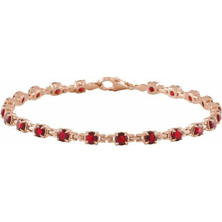 14K Rose Natural Mozambique Garnet 7 1/4" Line Bracelet