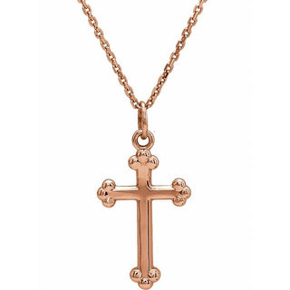 14K Rose Cross 18" Necklace