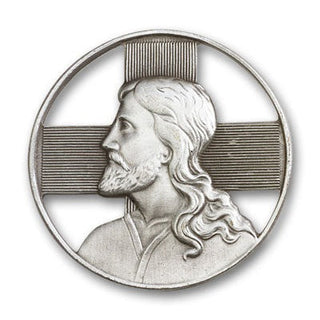 Silver Finish Jesus Visor Clip