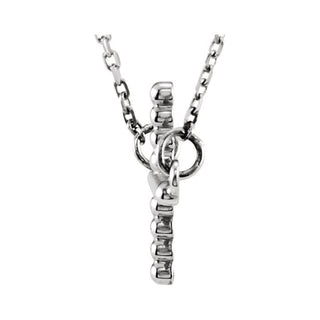 14K White 19.5x12.1 mm Sideways Beaded Cross 16.5" Necklace