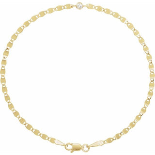14K Yellow .06 CT Natural Diamond Bezel-Set Link 7 1/2" Bracelet 