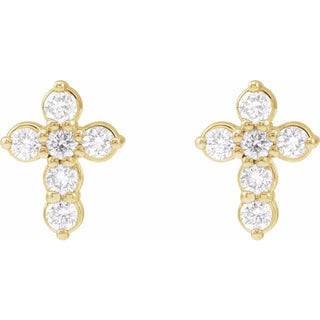 14K Yellow 1/6 CTW Lab-Grown Diamond Cross Earrings