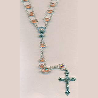 6mm Glass Ladder Rosary Peach