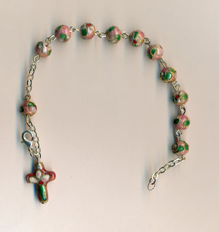 3-Pack - Rose Genuine Cloisonne Bracelet with Cloisonne Cross