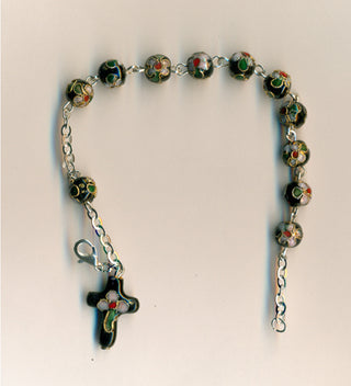 3-Pack - Black Genuine Cloisonne Bracelet with Cloisonne Cross