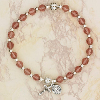 4-Pack - Italian Glass Stretch Rosary Bracelet - Amethyst