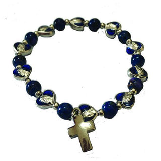 Blue Enamel Heart Shaped Stretch Bracelet 4-pack