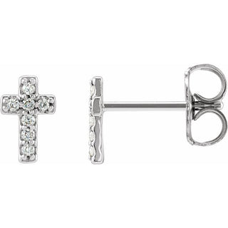 Platinum .06 CTW Natural Diamond Cross Earrings