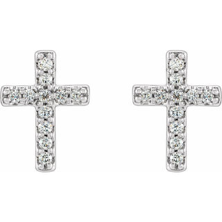 Sterling Silver 1/10 CTW Natural Diamond Cross Earrings