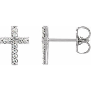 14K White .04 CTW Natural Diamond Cross Single Earring