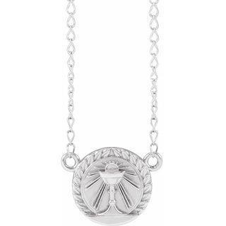 14K White 10.28x8 mm First Communion Youth 16" Necklace