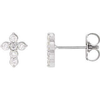 Sterling Silver 1/6 CTW Lab-Grown Diamond Cross Earrings