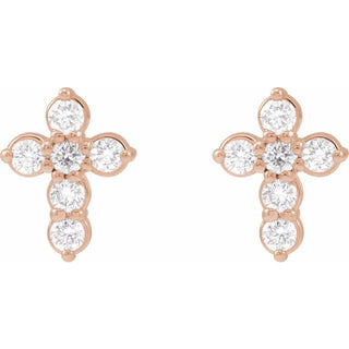 14K Rose 1/6 CTW Lab-Grown Diamond Cross Earrings
