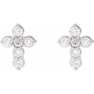 14K White 1/6 CTW Lab-Grown Diamond Cross Earrings