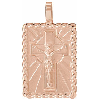 14K Rose Crucifix Pendant